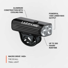 světlo LEZYNE přední Macro Drive 1400+ satin black